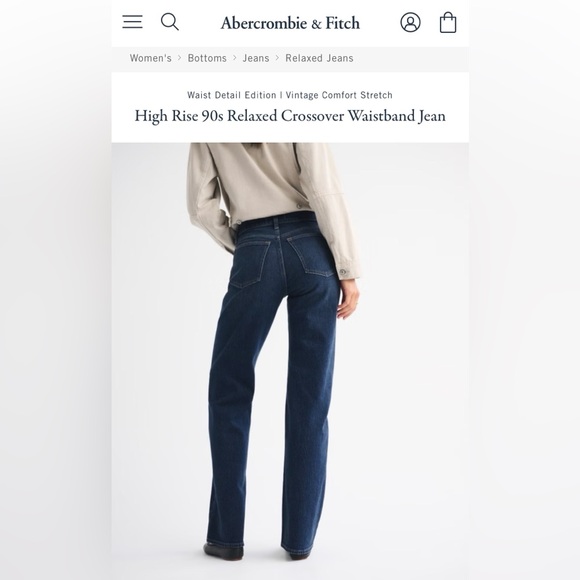Abercrombie & Fitch Dark Blue straight leg crossover waist jeans - Picture 2 of 4